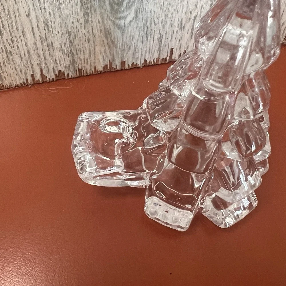 Biedermann Glass‎ Christmas Tree Small Candle Holder 4 inches Vintage